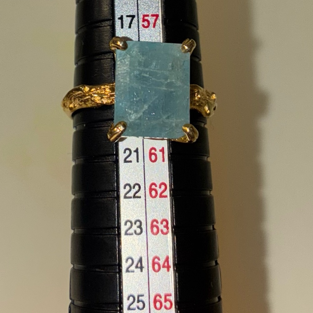 Aquamarine sterling silver with gold overlay ring sz. 9